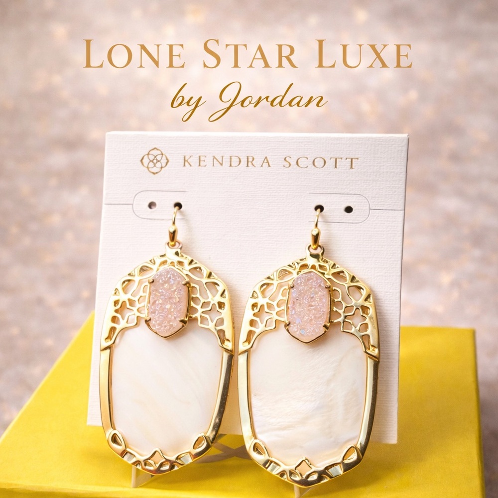 Kendra Scott Statement Drop Earrings | Blush Pink Druzy & Mother of Pearl